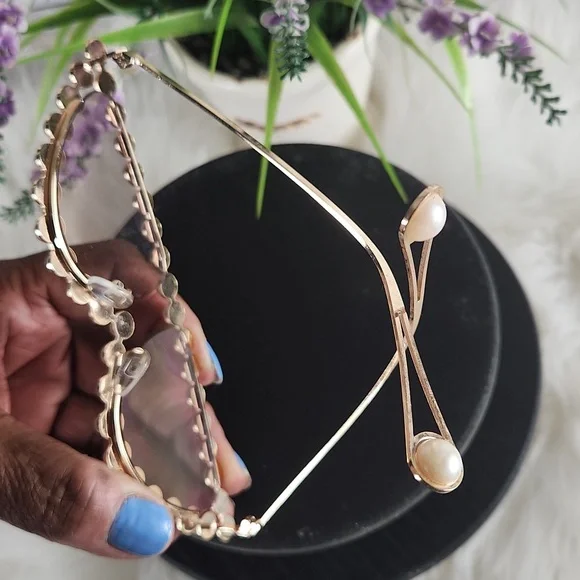 Pearl cat eye sunglasses, women's trendy, but super cute!!! UV400 - Picture 8 of 8